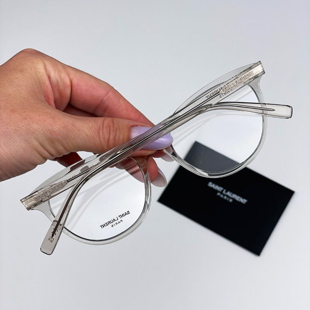 Saint Laurent SL589 003 Eyeglasses Beige Clear Oval Women - Picture 3 of 12